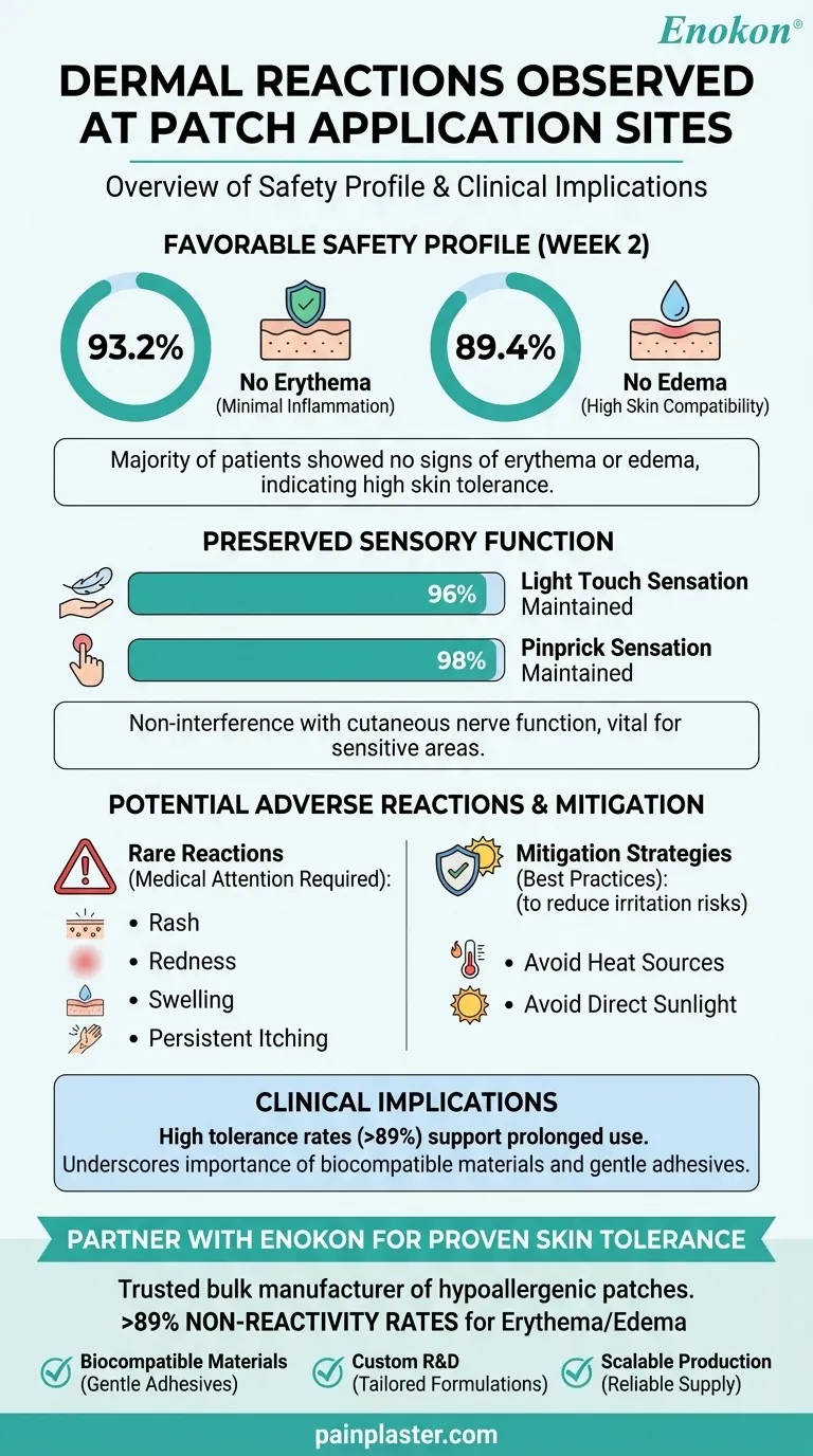 What were the dermal reactions observed at the patch application sites? Minimal Irritation & High Skin Tolerance Visual Guide