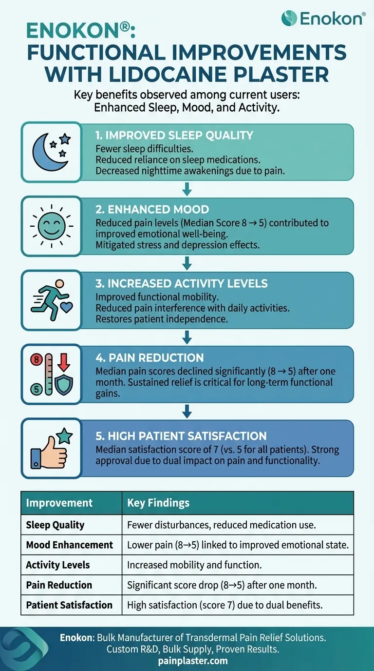 現在リドカイン絆創膏を使用している人の間で、どのような機能改善が観察されたか？痛みの緩和と生活の質の向上 ビジュアルガイド