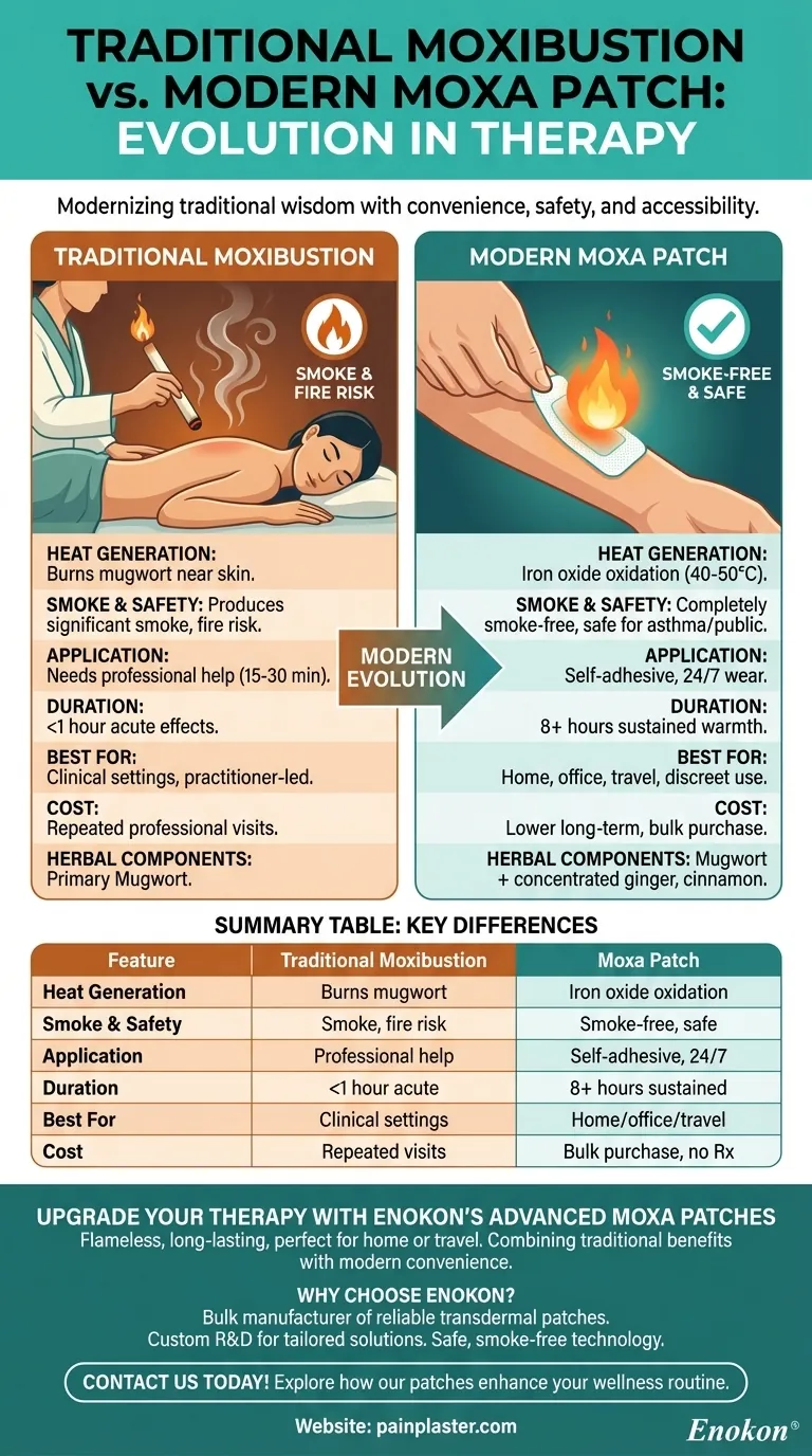 How does Moxa Patch differ from traditional moxibustion? Modern Therapy Without Smoke or Flame Visual Guide