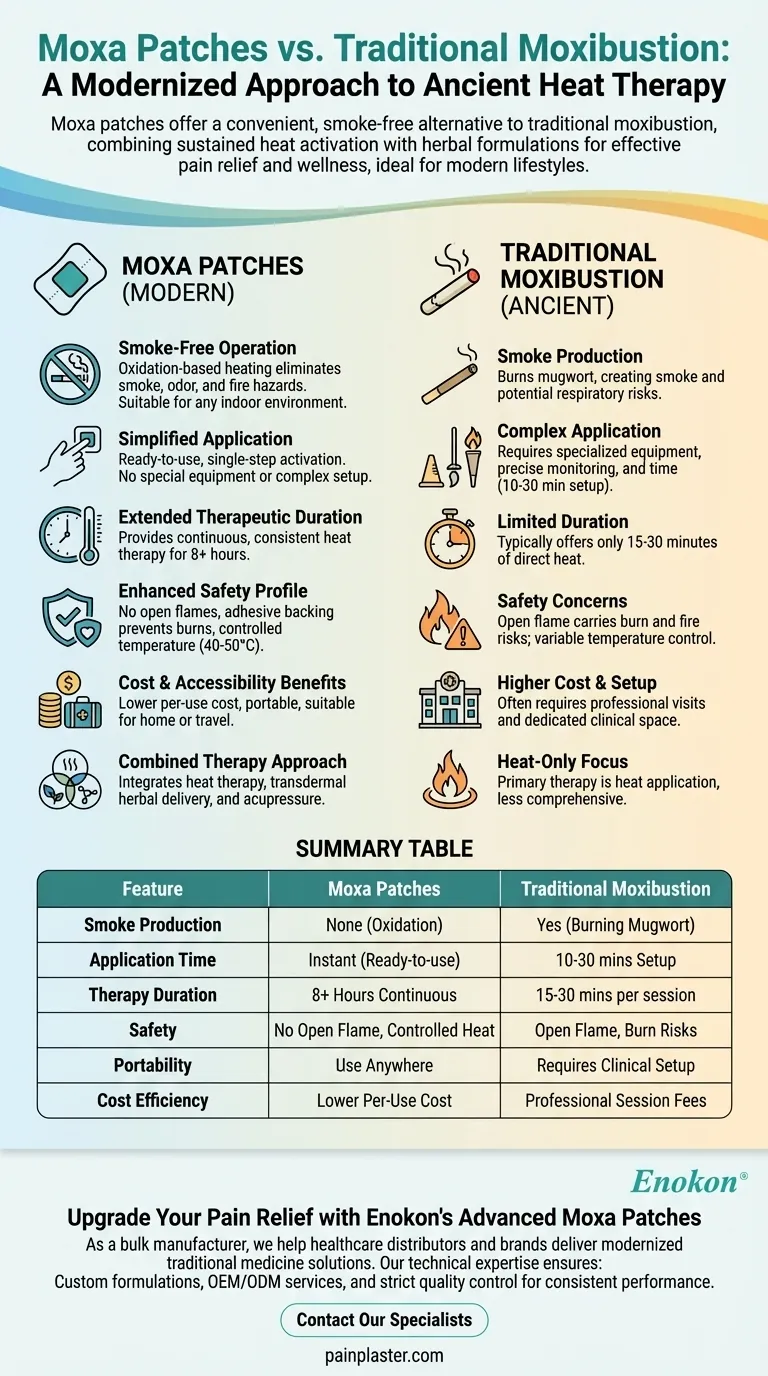 What are the advantages of using Moxa Patches over traditional moxibustion? Modern, Smoke-Free Pain Relief Visual Guide