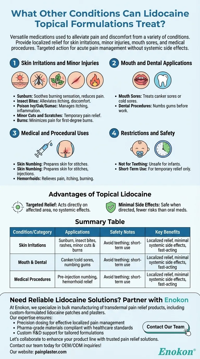 Welche anderen Erkrankungen können mit Lidocain-Formulierungen behandelt werden?Vielseitige Schmerzlinderung für Haut, Mund und mehr Visuelle Anleitung