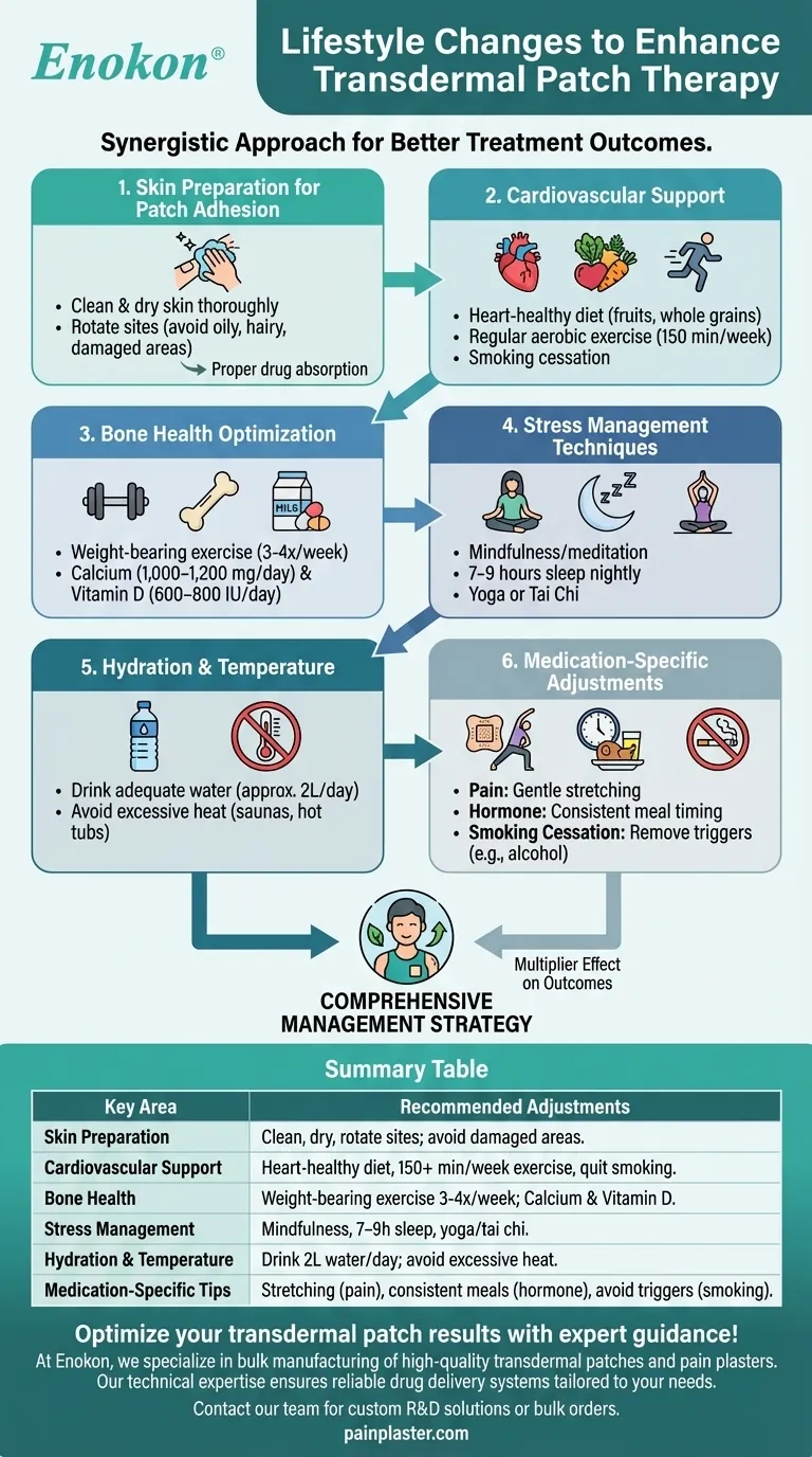 経皮吸収型パッチを使用している間、どのような生活習慣の変化が症状の管理に役立つのか？これらのヒントで治療効果を高める ビジュアルガイド