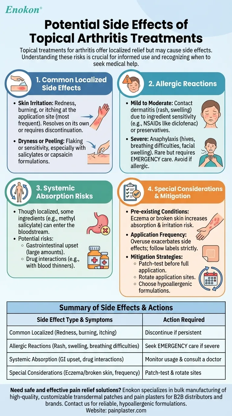 Quais são os potenciais efeitos secundários dos tratamentos tópicos para a artrite?Riscos e dicas de prevenção Guia Visual