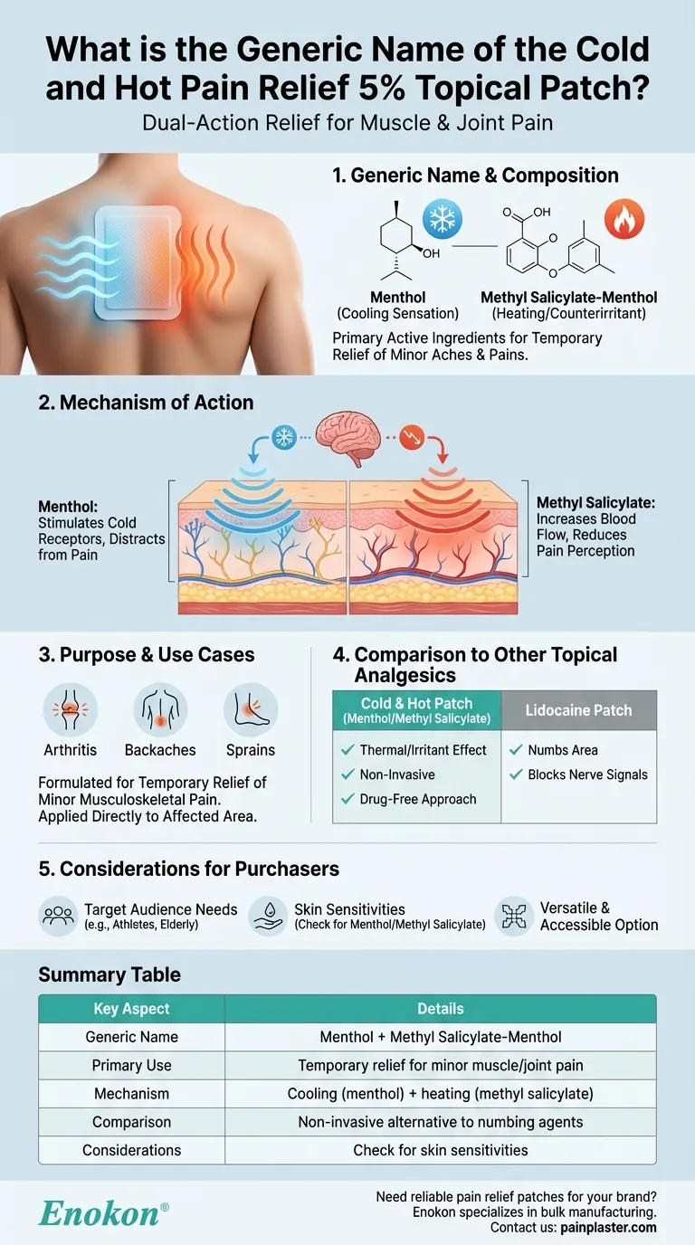 コールド＆ホット・ペインリリーフ5％外用パッチの一般名は？主要成分の説明 ビジュアルガイド