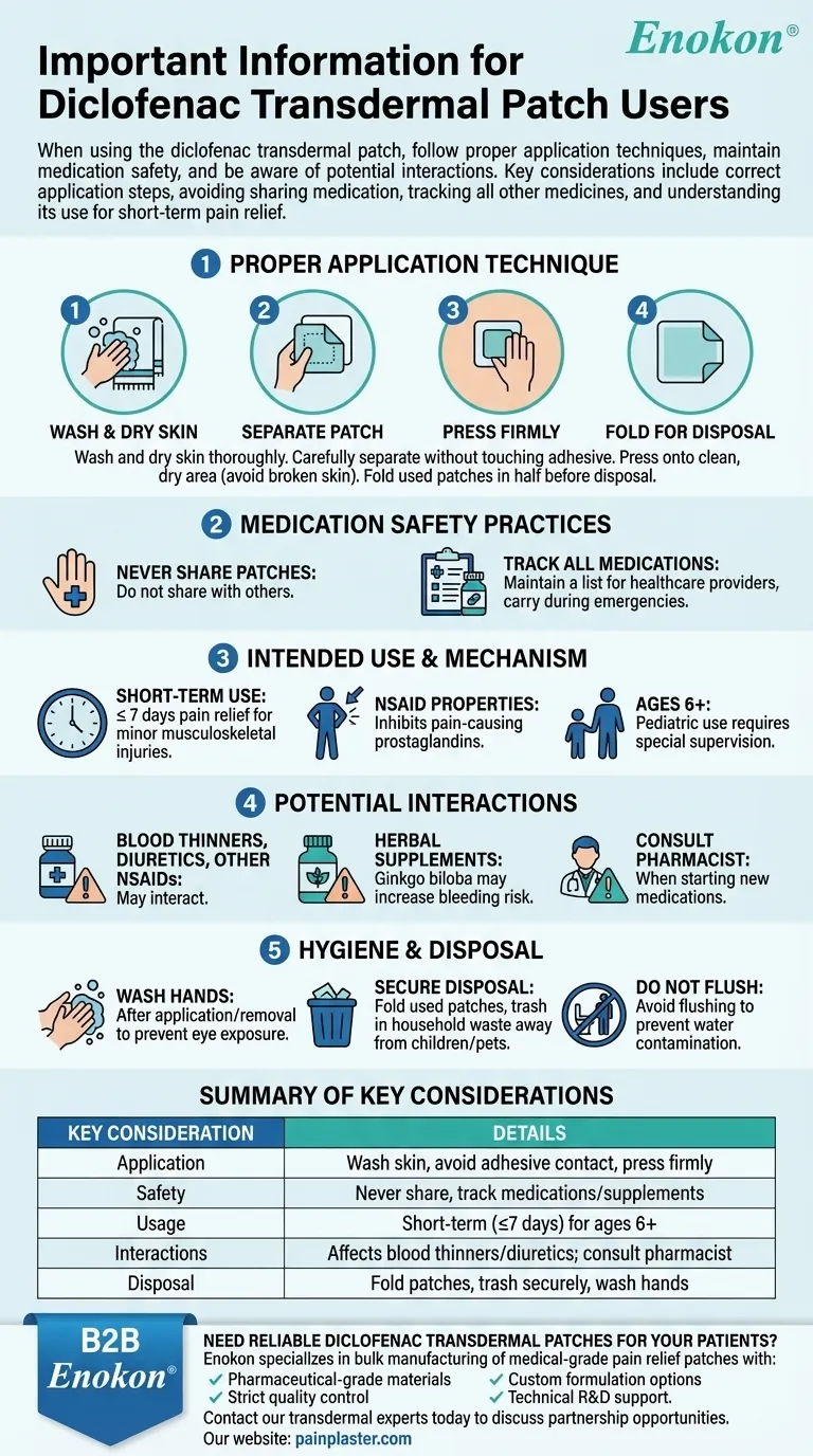 ジクロフェナク経皮吸収パッチの使用者にとって重要な追加情報とは？安全性と使用に関する重要なヒント ビジュアルガイド