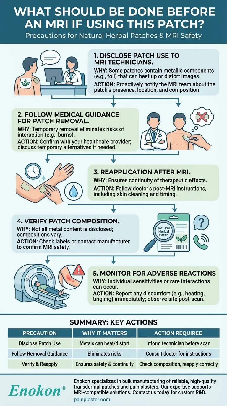 如果使用该贴片，在进行核磁共振成像前应做哪些准备？贴片使用者的基本安全步骤 图解指南