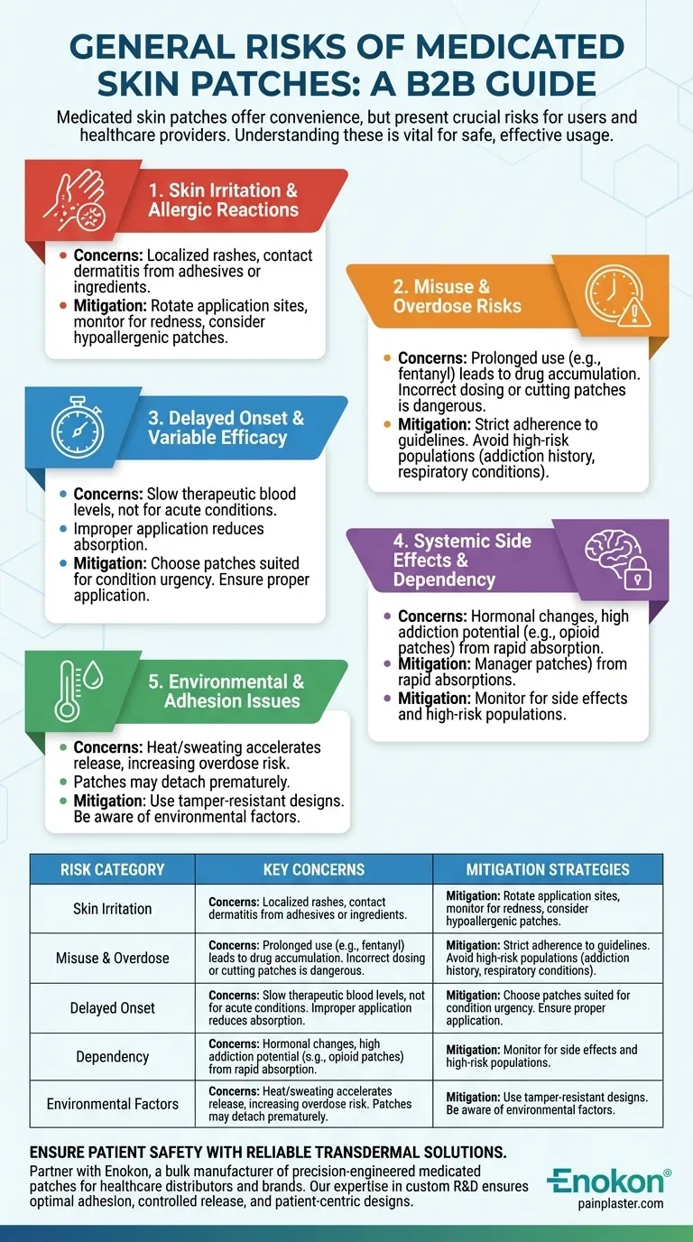 ¿Cuáles son los riesgos generales asociados a los parches cutáneos medicinales?Explicación de los principales problemas de seguridad Guía Visual
