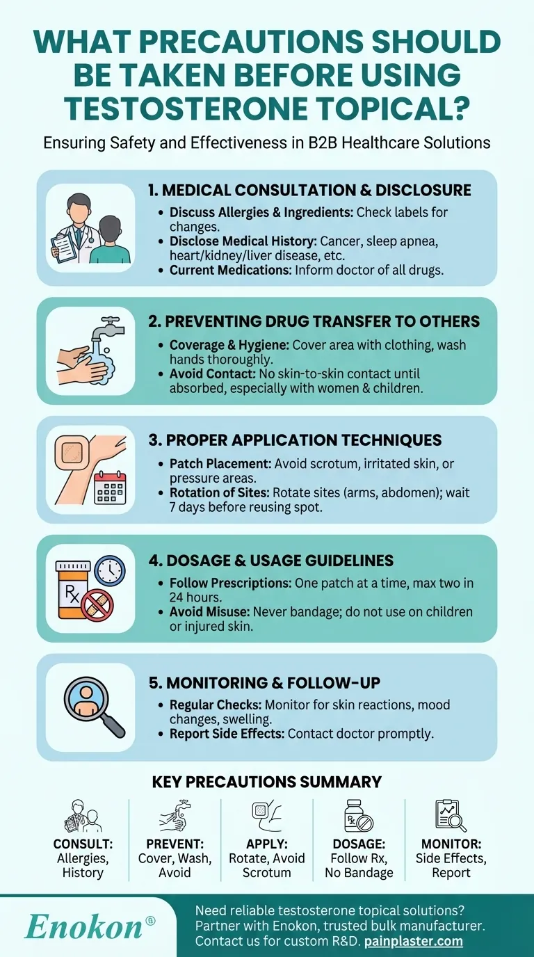 ما هي الاحتياطات التي يجب اتخاذها قبل استخدام التستوستيرون الموضعي؟نصائح السلامة الأساسية للاستخدام الفعال دليل مرئي