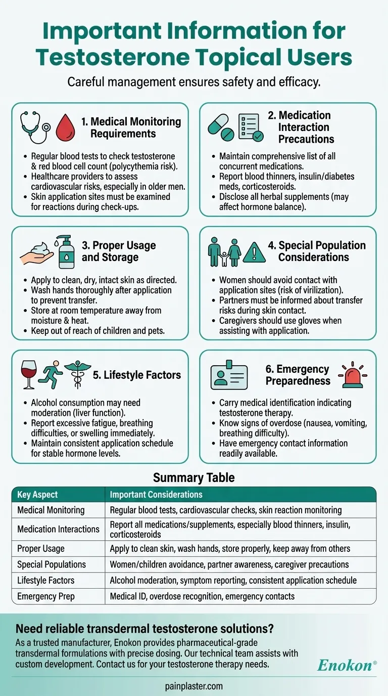 テストステロン外用薬の使用者にとって重要な追加情報は？重要な安全性と使用ガイドライン ビジュアルガイド