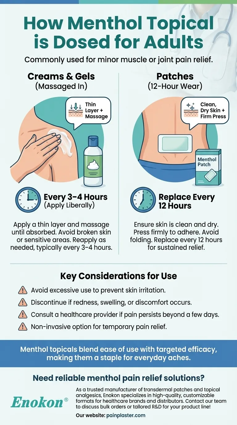 Como é que o mentol tópico é doseado para adultos? Métodos seguros e eficazes de alívio da dor Guia Visual