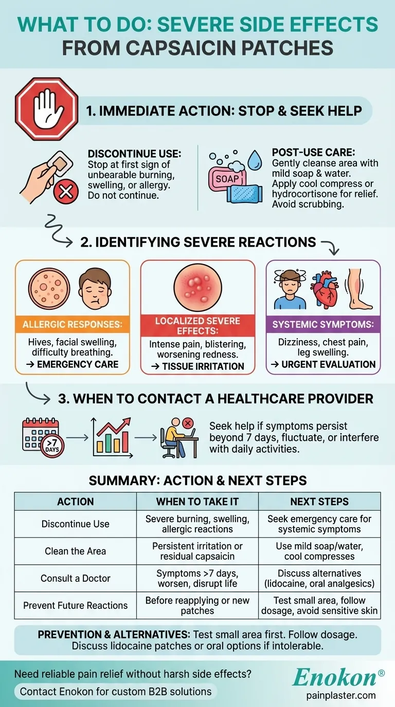 O que deve fazer se sentir efeitos secundários graves dos pensos de capsaicina? Passos imediatos e dicas de segurança Guia Visual
