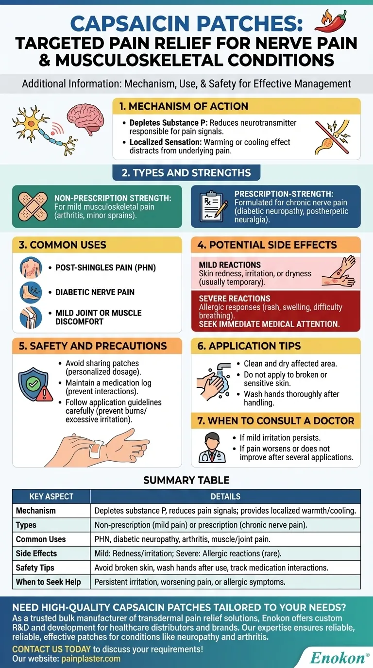 Que informações adicionais devem ser conhecidas sobre os adesivos de capsaicina? Guia essencial para um alívio seguro e eficaz da dor Guia Visual