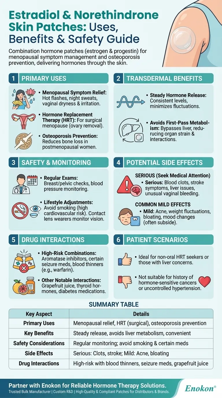 エストラジオールとノルエチンドロンの皮膚パッチは何に使用されますか？更年期障害の緩和のためのホルモン療法 ビジュアルガイド