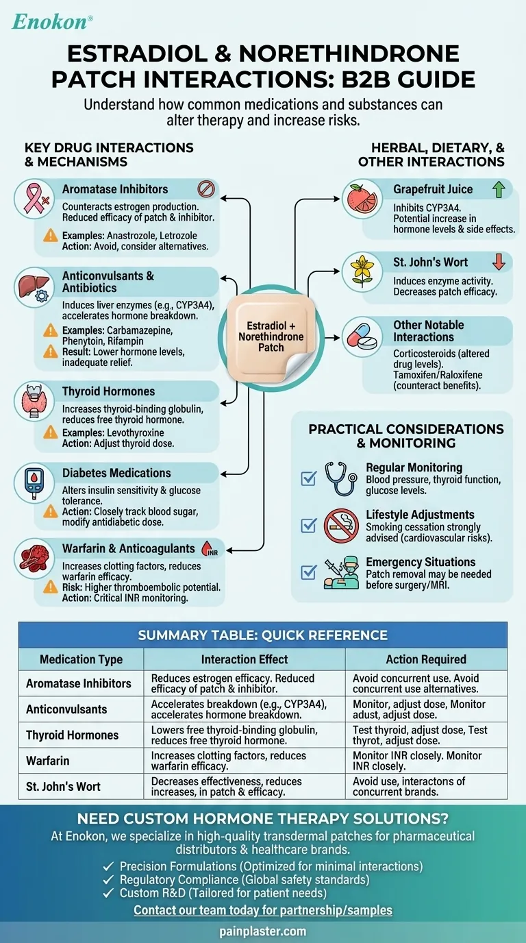 Que medicamentos interagem com os pensos de estradiol e noretindrona? Principais riscos e soluções Guia Visual