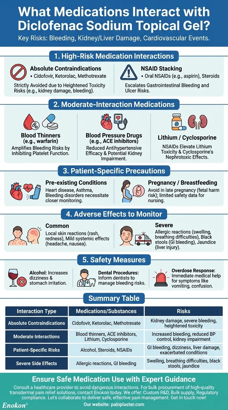 Que medicamentos interagem com o diclofenac de sódio gel tópico? Evitar combinações perigosas de medicamentos Guia Visual