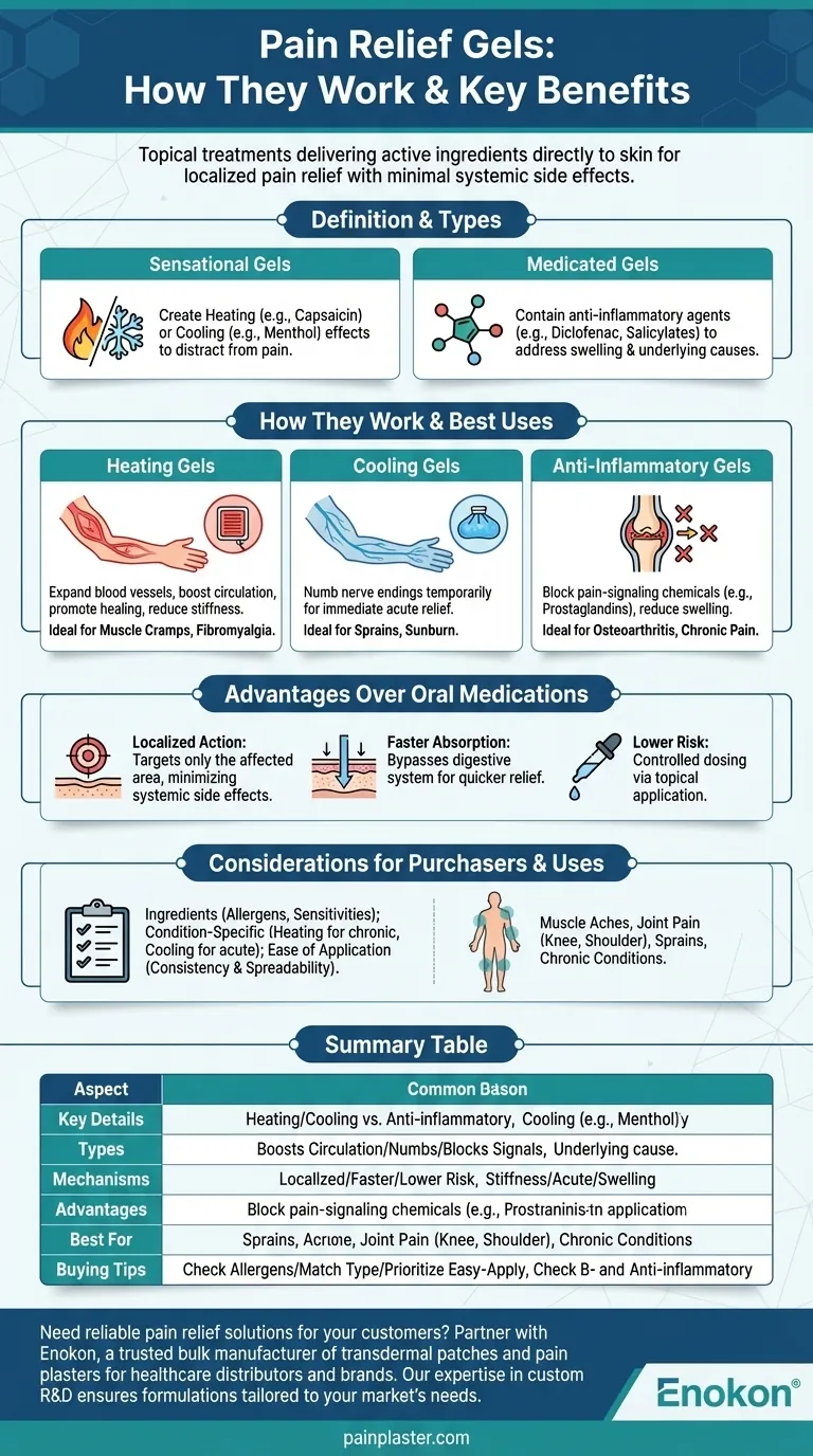 O que são os géis analgésicos e como funcionam? Alívio direcionado para dores musculares e articulares Guia Visual