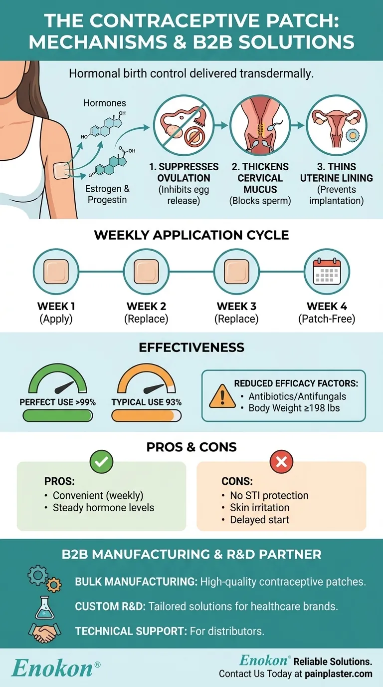 避妊パッチはどのように妊娠を防ぐのですか？ホルモン避妊法の説明 ビジュアルガイド