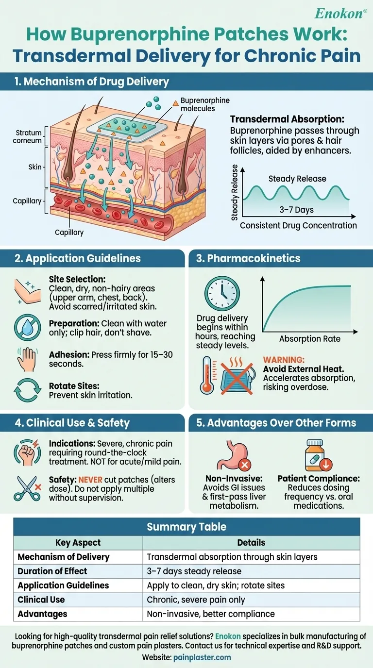 Como é que os adesivos de buprenorfina introduzem o medicamento no corpo? Compreender o alívio transdérmico da dor Guia Visual