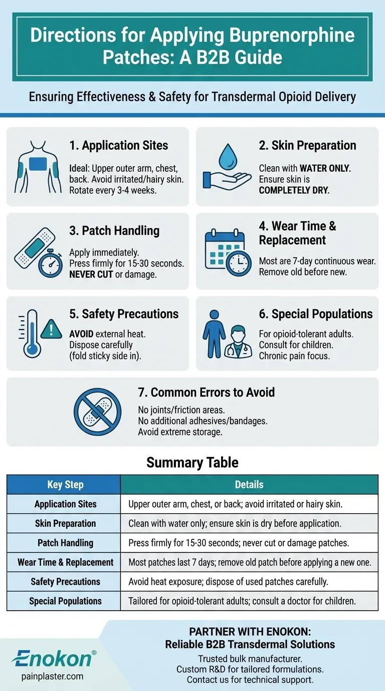 What are the directions for applying buprenorphine patches? Ensure Safe & Effective Pain Relief Visual Guide