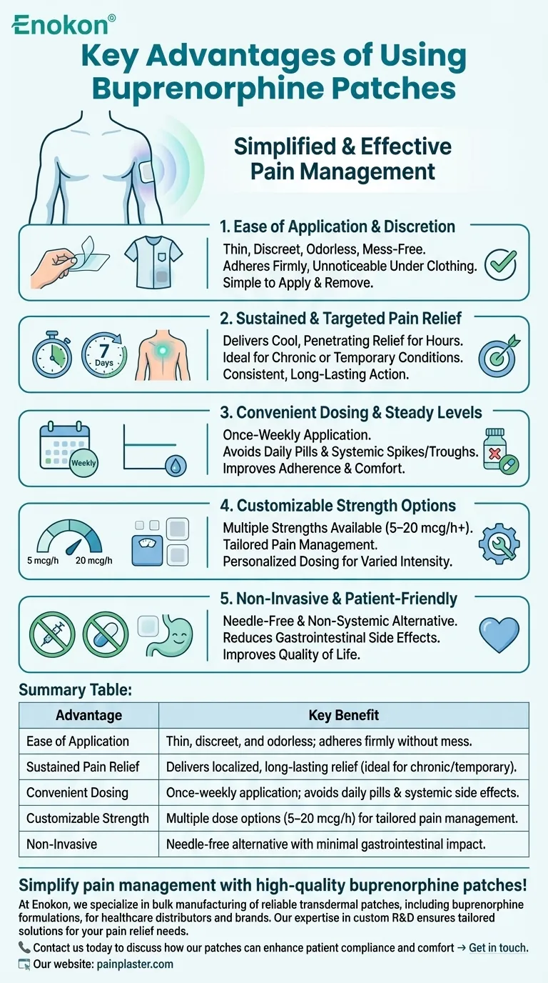 What are the key advantages of using buprenorphine patches? Discover Effective Pain Relief Visual Guide