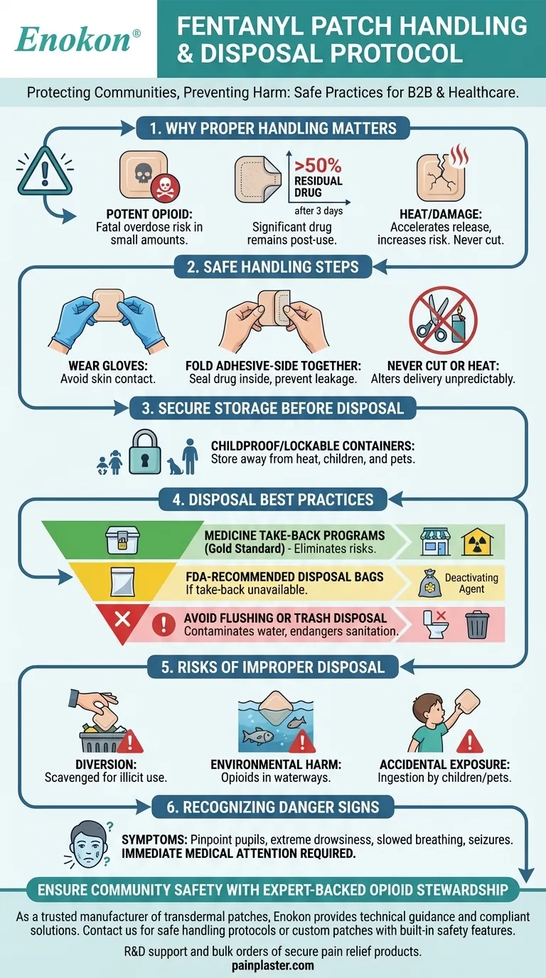How should fentanyl patches be handled and disposed of? Essential Safety Protocols for High-Risk Opioids Visual Guide