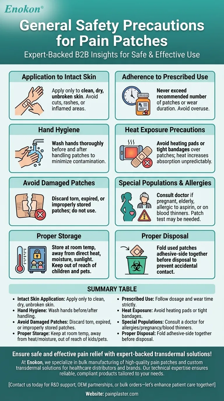 Que precauções gerais de segurança se aplicam a todos os pensos para a dor? Diretrizes essenciais para uma utilização segura Guia Visual