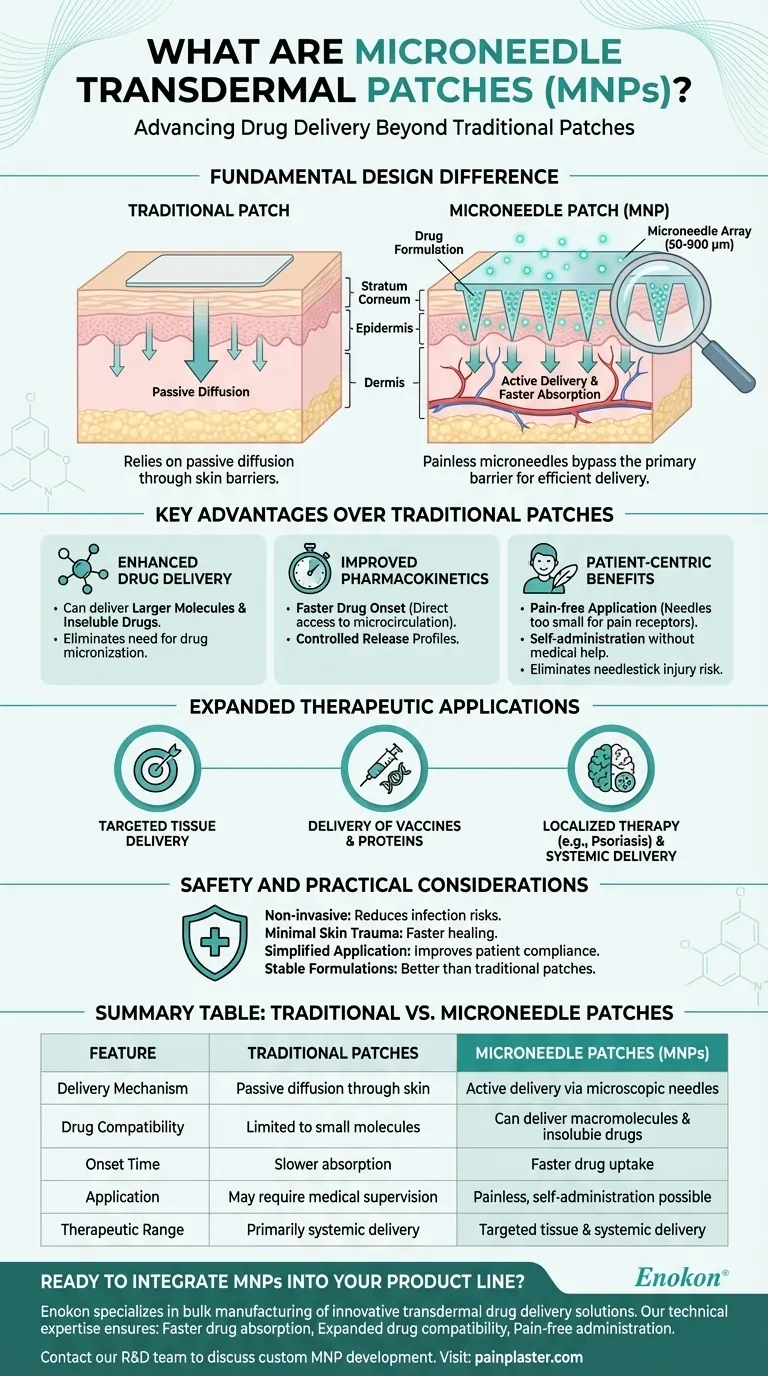 O que são os pensos transdérmicos com microagulhas (MNP) e como é que estes melhoram em relação aos pensos tradicionais? Guia Visual