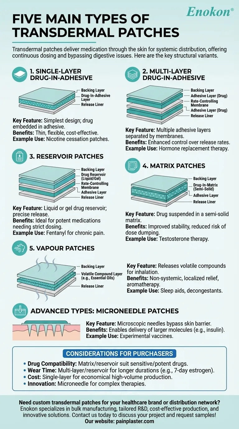 経皮パッチの主な5つの種類とは？そのユニークな効能と使用法を探る ビジュアルガイド