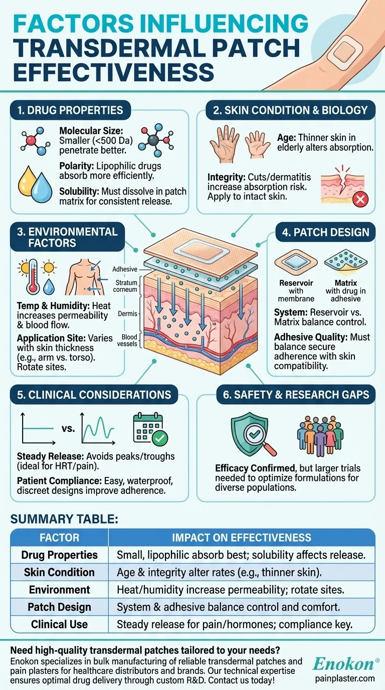 ¿Qué factores influyen en la eficacia de los parches transdérmicos?Consideraciones clave para una administración óptima del fármaco Guía Visual