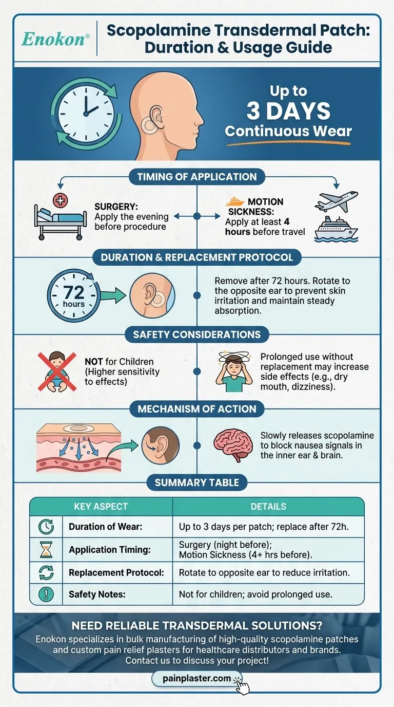 Durante quanto tempo se pode usar o adesivo transdérmico de escopolamina? Principais diretrizes de utilização Guia Visual