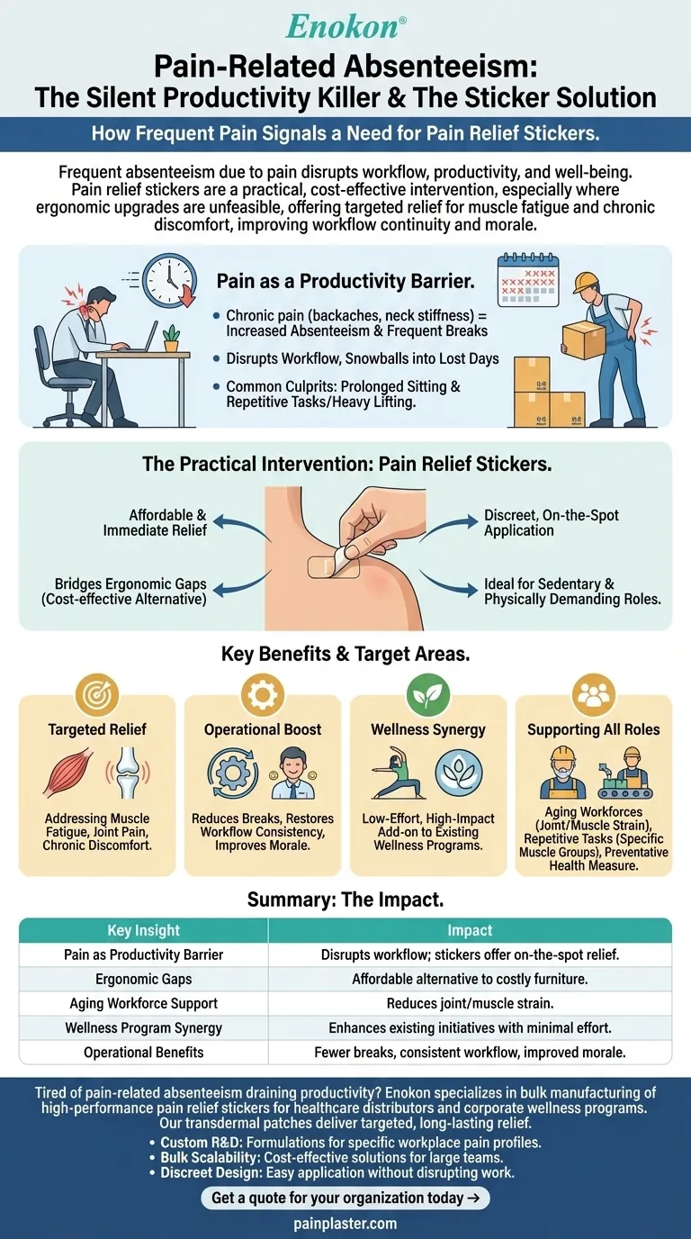 Как частые прогулы из-за боли указывают на необходимость использования обезболивающих наклеек? Повысьте продуктивность на рабочем месте с помощью целенаправленной помощи Визуальное руководство
