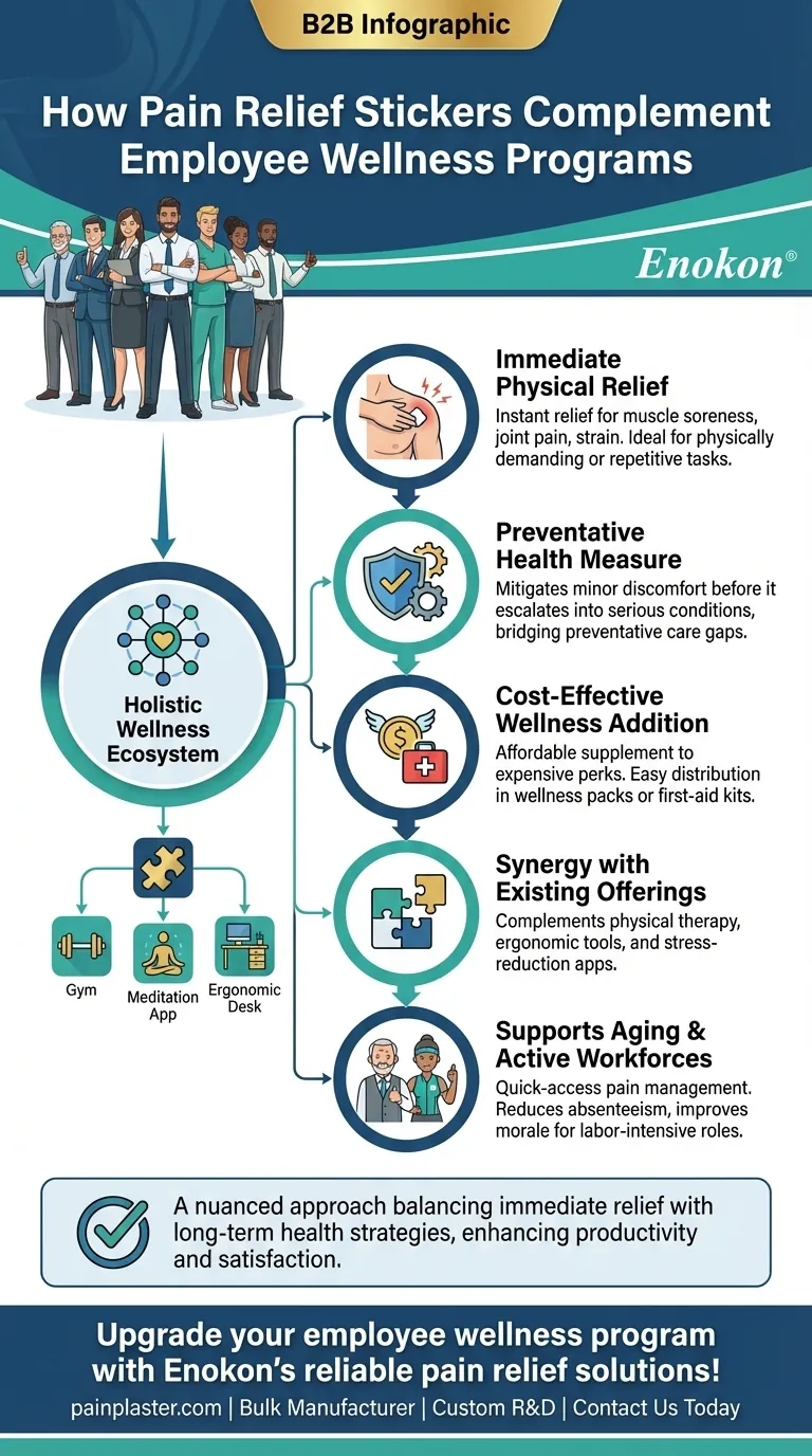 Comment les autocollants de soulagement de la douleur peuvent-ils compléter les programmes de bien-être des employés ? Améliorer le bien-être du personnel Guide Visuel