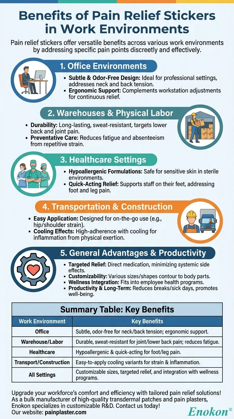 ¿Cuáles son las ventajas de los adhesivos analgésicos en distintos entornos de trabajo? Mejoran el bienestar y la productividad en el lugar de trabajo Guía Visual