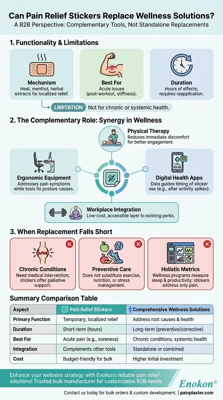 هل يمكن أن تحل ملصقات تخفيف الألم محل الحلول الصحية الأخرى؟ نهج مستهدف لإدارة الألم دليل مرئي