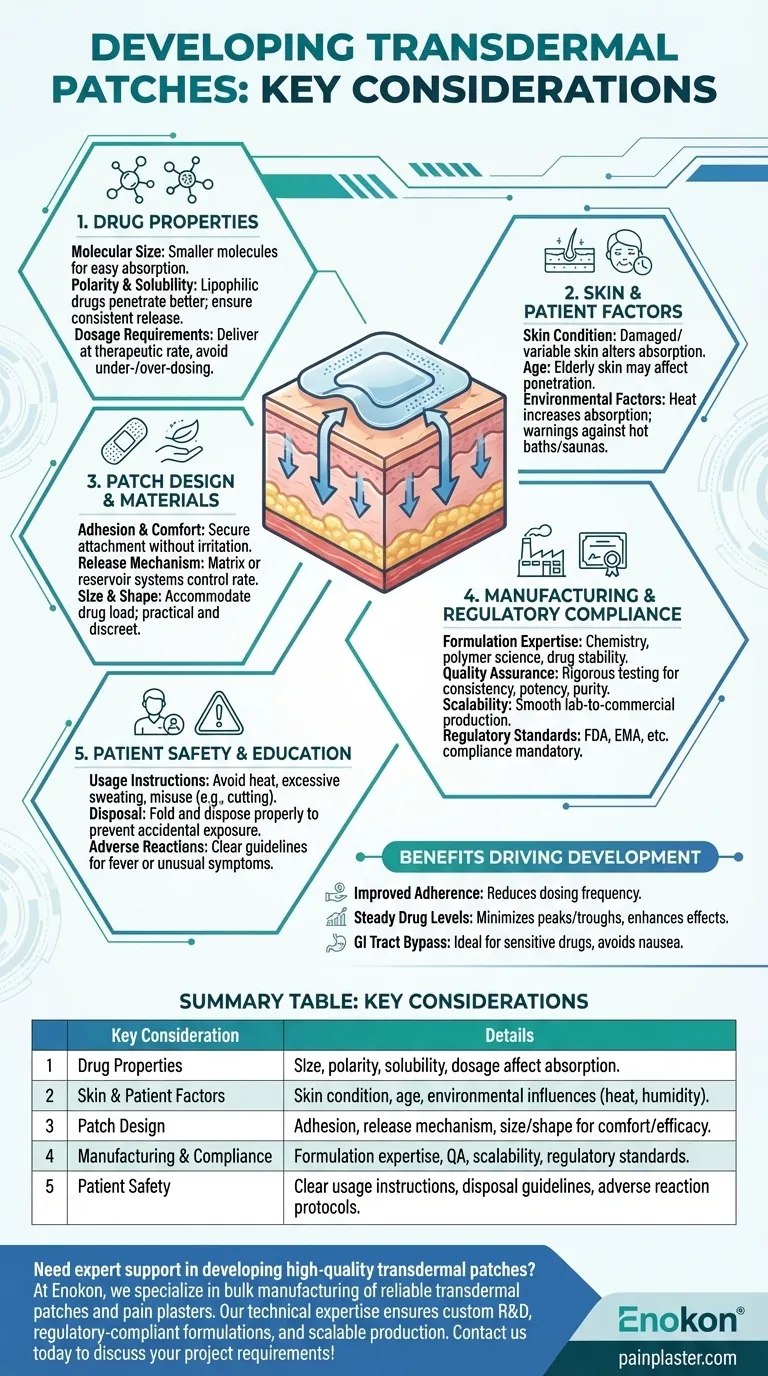 O que deve ser considerado no desenvolvimento de adesivos transdérmicos?Factores-chave para uma administração segura e eficaz Guia Visual
