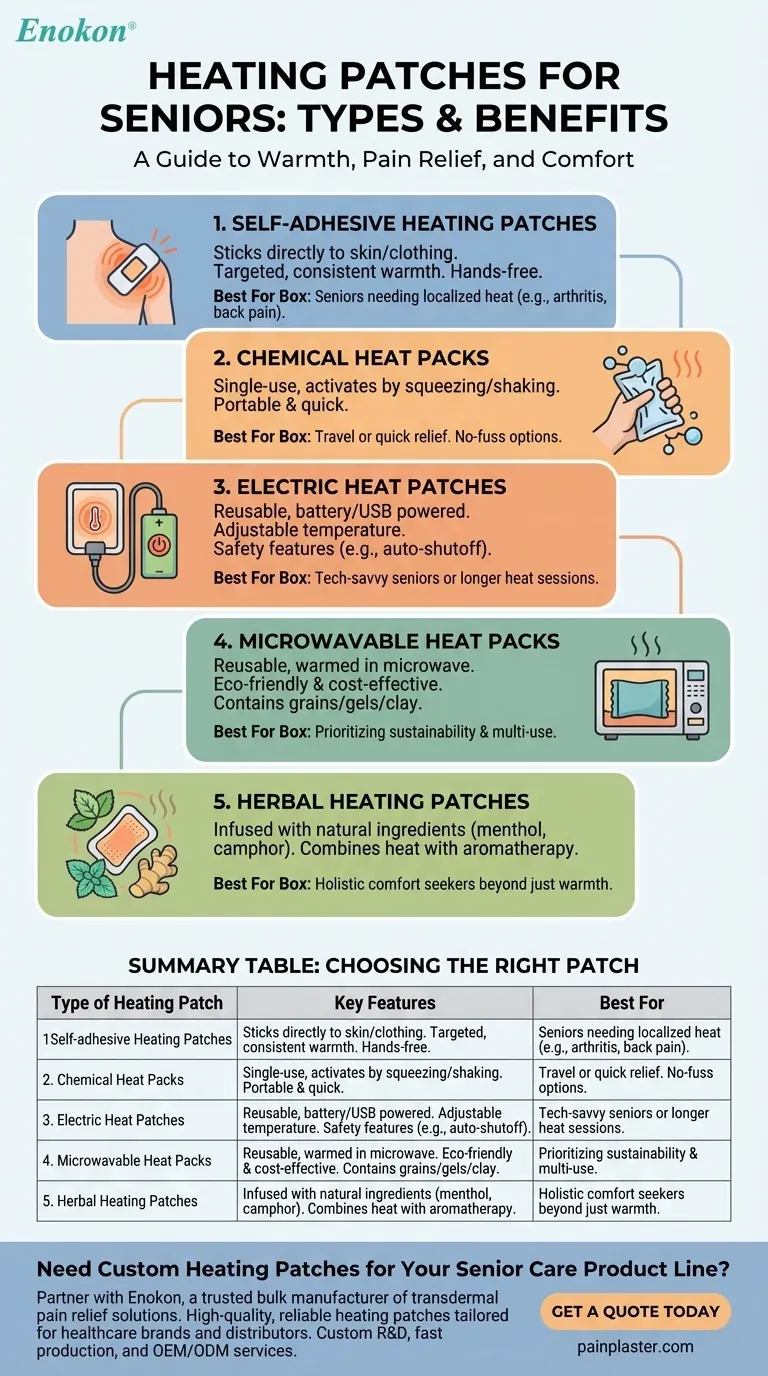 高齢者向けの温熱パッチにはどんな種類がある？最適な痛み止めを見つける ビジュアルガイド