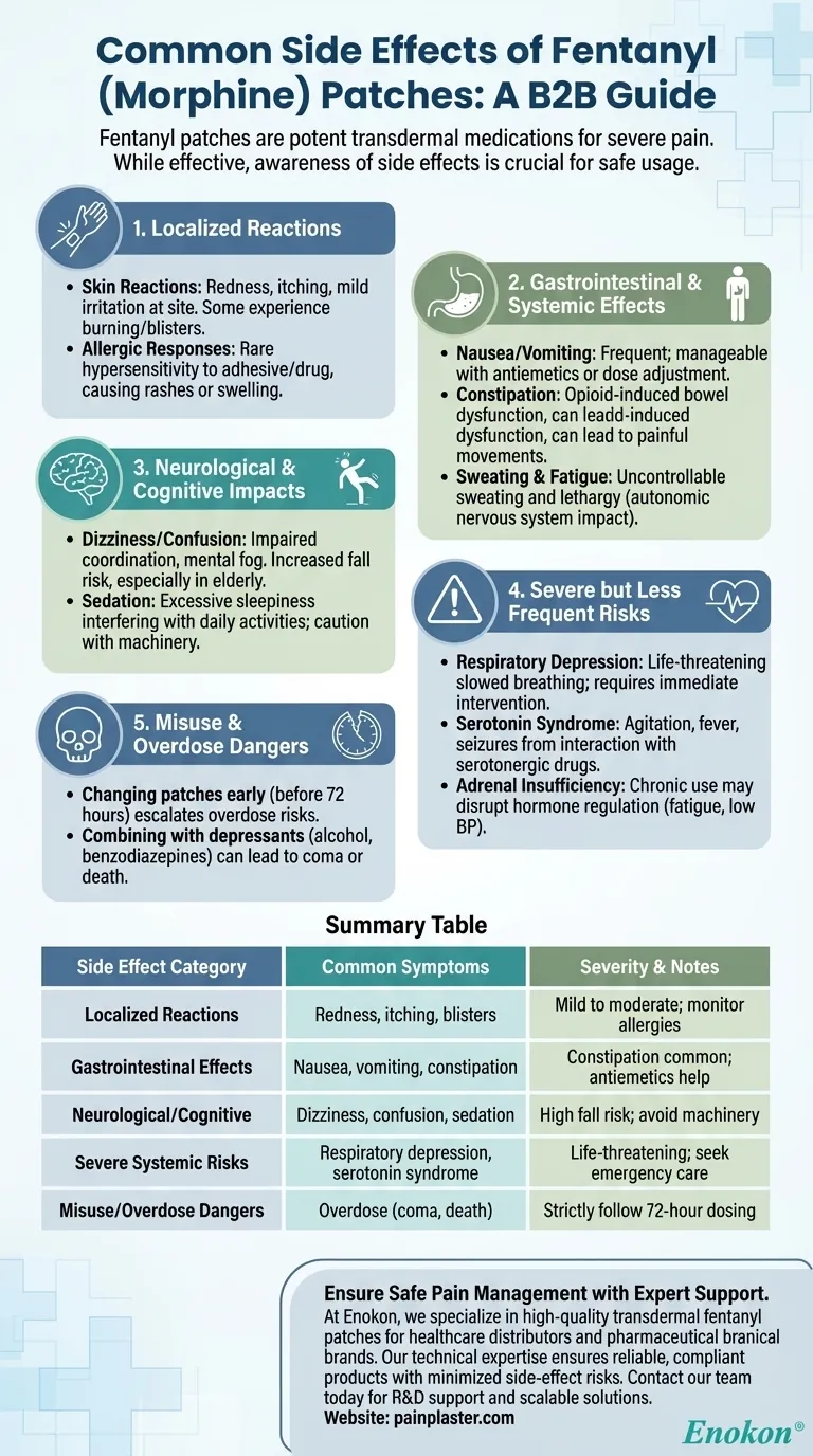 モルヒネ・パッチと呼ばれるフェンタニル・パッチの一般的な副作用とは？主なリスクと安全に関するヒント ビジュアルガイド
