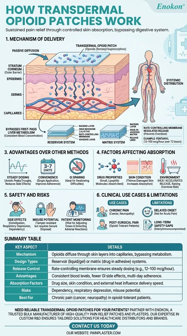Como é que os adesivos opiáceos transdérmicos funcionam? Compreender o alívio da dor através da pele Guia Visual