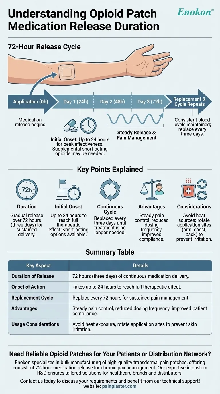 Qual é a duração da libertação de medicação de um adesivo opiáceo? | 72 horas de alívio da dor explicado Guia Visual