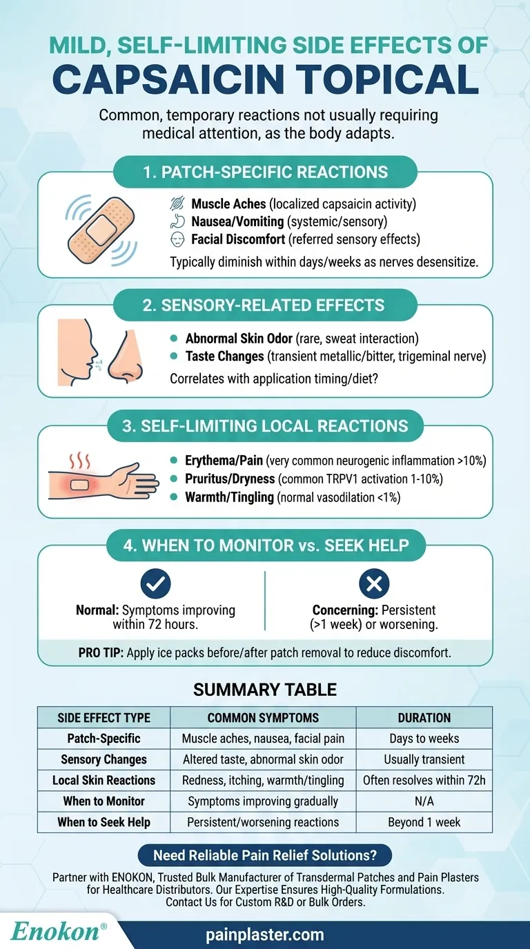 ¿Cuáles son los demás efectos secundarios de la capsaicina tópica que no suelen requerir atención médica? Reacciones comunes Guía Visual