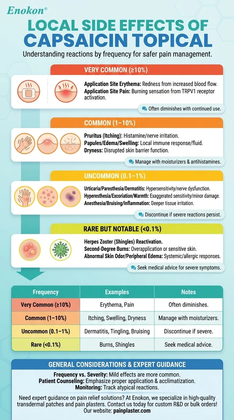 ما الآثار الجانبية الموضعية المرتبطة بالكابسيسين الموضعي؟ إدارة تخفيف الألم بأمان دليل مرئي