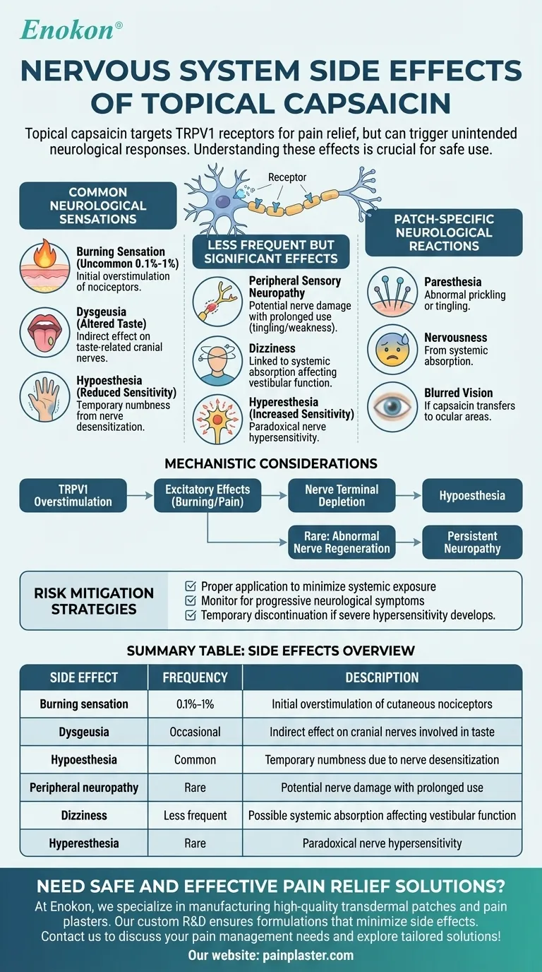 What nervous system side effects are linked to capsaicin topical? Understanding Neurological Reactions Visual Guide