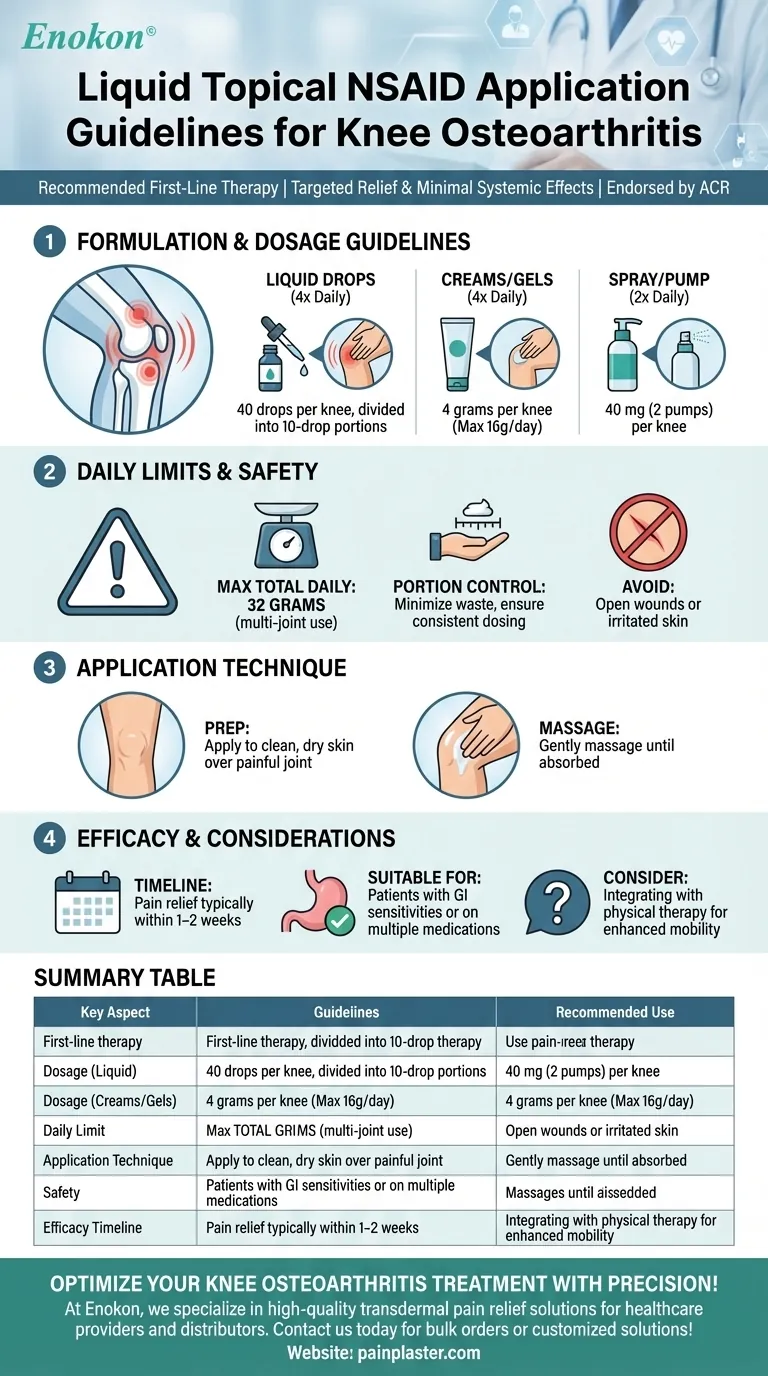 Quais são as diretrizes de aplicação dos AINEs tópicos líquidos para a osteoartrite do joelho? Dicas de especialistas para um alívio eficaz da dor Guia Visual