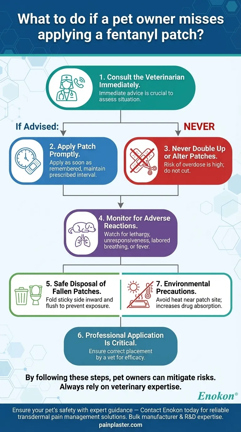 ¿Qué se debe hacer si el dueño de una mascota se olvida de aplicar un parche de fentanilo?Pasos esenciales para la seguridad de las mascotas Guía Visual