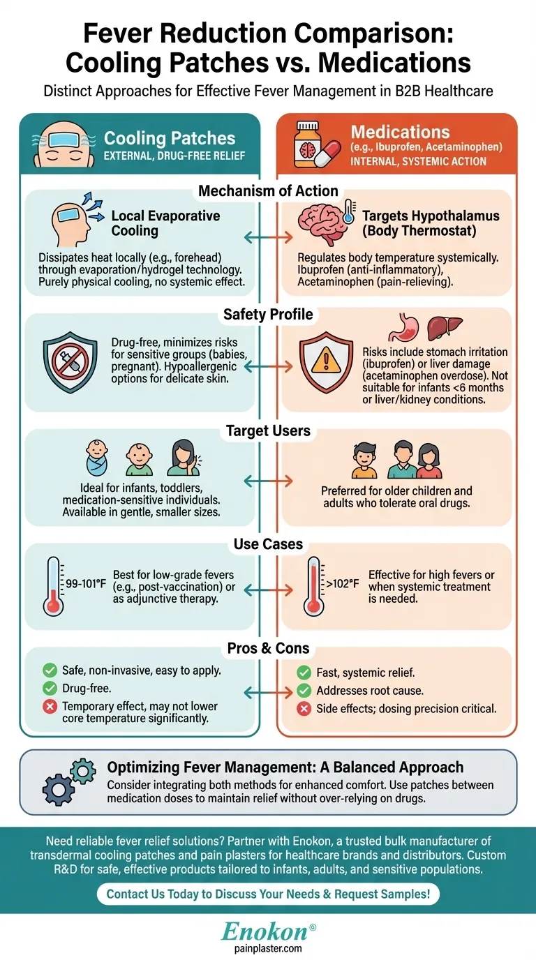How do cooling patches compare to medications for fever reduction? Safe & Effective Fever Relief Options Visual Guide
