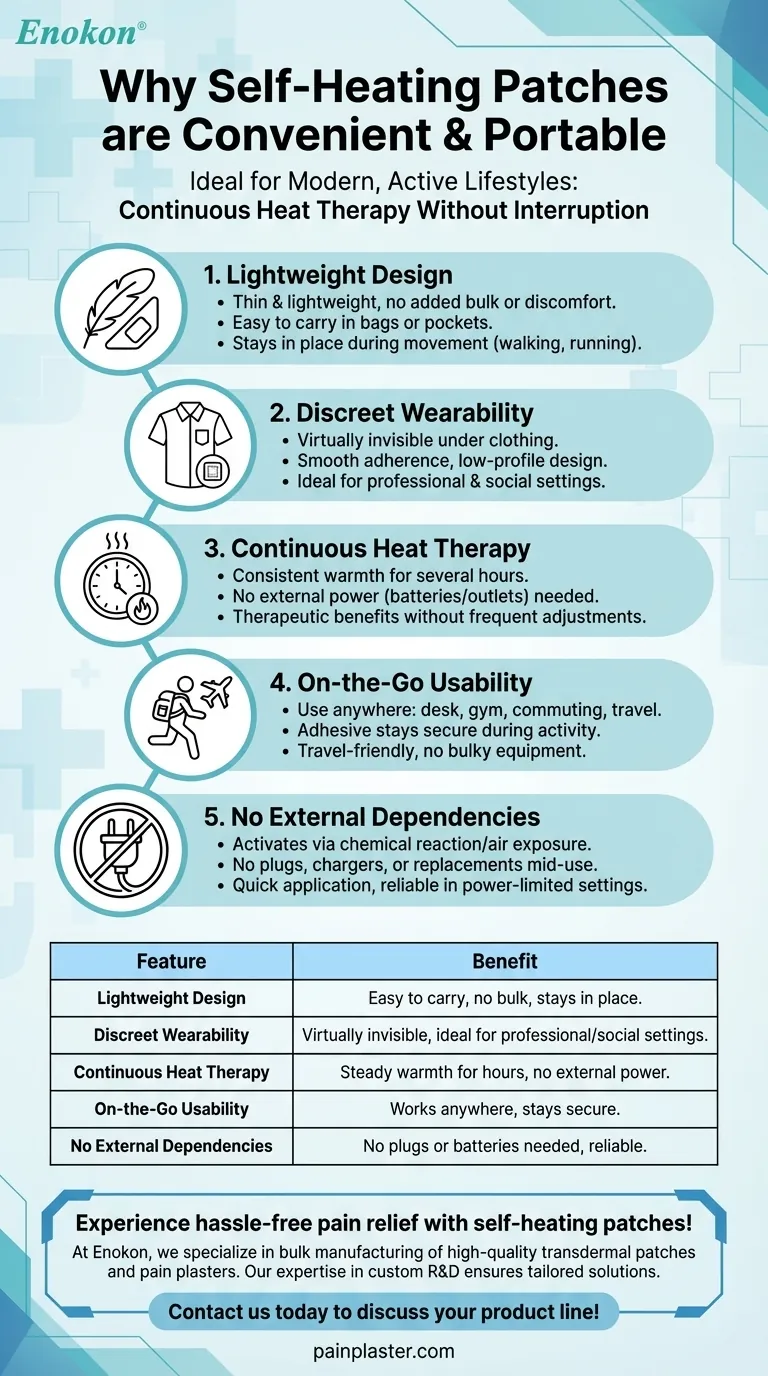 What makes self-heating patches convenient and portable? The Ultimate On-the-Go Pain Relief Visual Guide