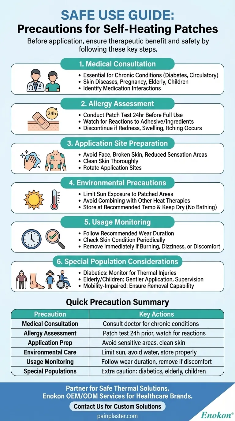 Que precauções devem ser tomadas antes de utilizar pensos de auto-aquecimento?Guia de segurança essencial Guia Visual
