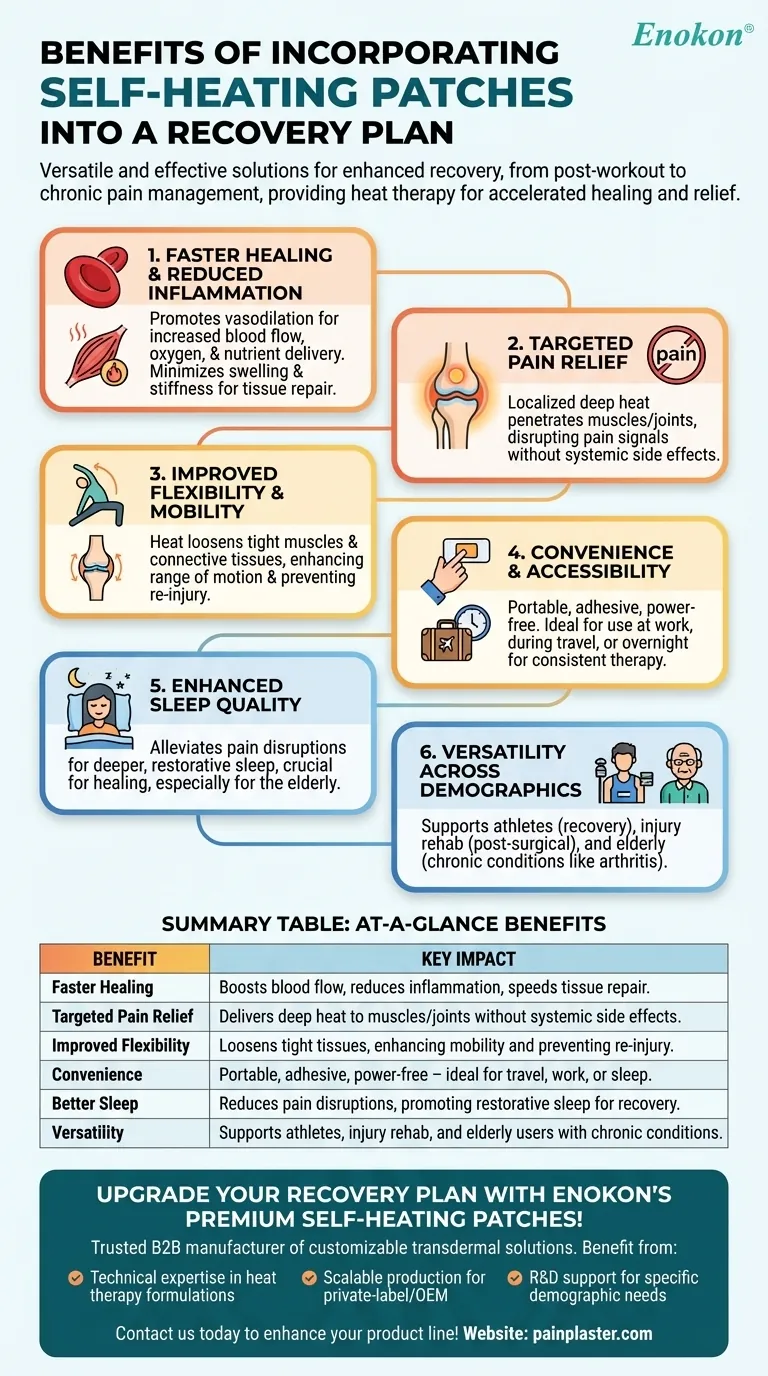 Was sind die allgemeinen Vorteile der Einbeziehung von Wärmepflastern in einen Genesungsplan?Verbessern Sie Heilung und Mobilität auf natürliche Weise Visuelle Anleitung