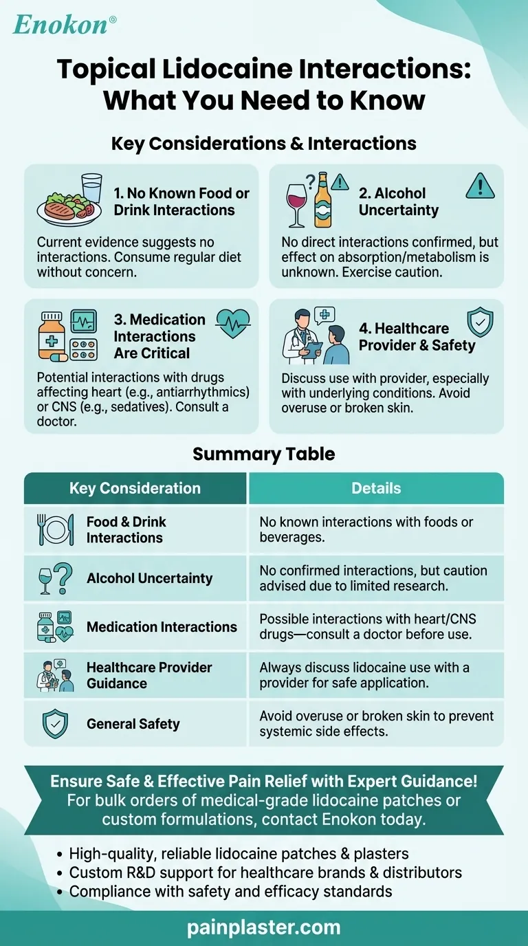¿Existen interacciones conocidas entre la lidocaína tópica y los alimentos o bebidas?Guía de seguridad Guía Visual