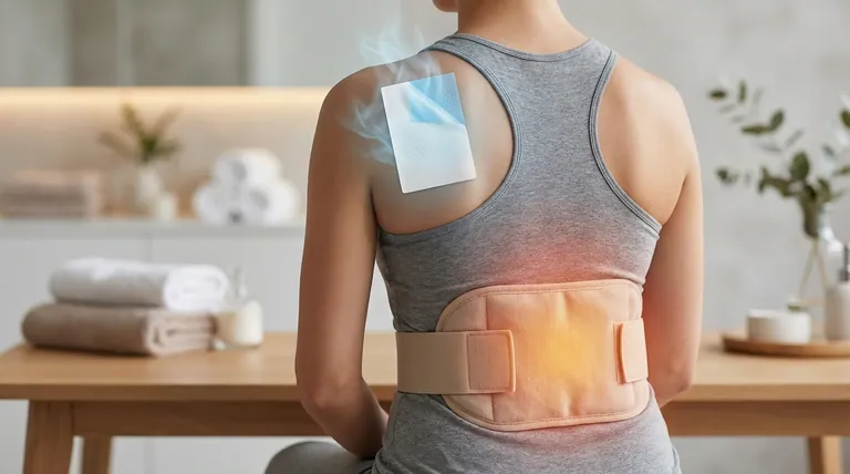 メントールパッチとヒートラップを比較した場合、どのような効果が観察されたか?痛み緩和のための冷却と加温の比較